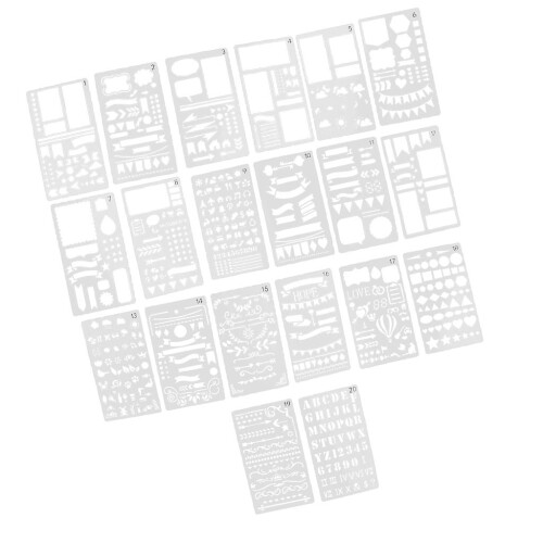 20 Pieces Journal Stencil Plastic DIY Planner Diary Drawing Template S