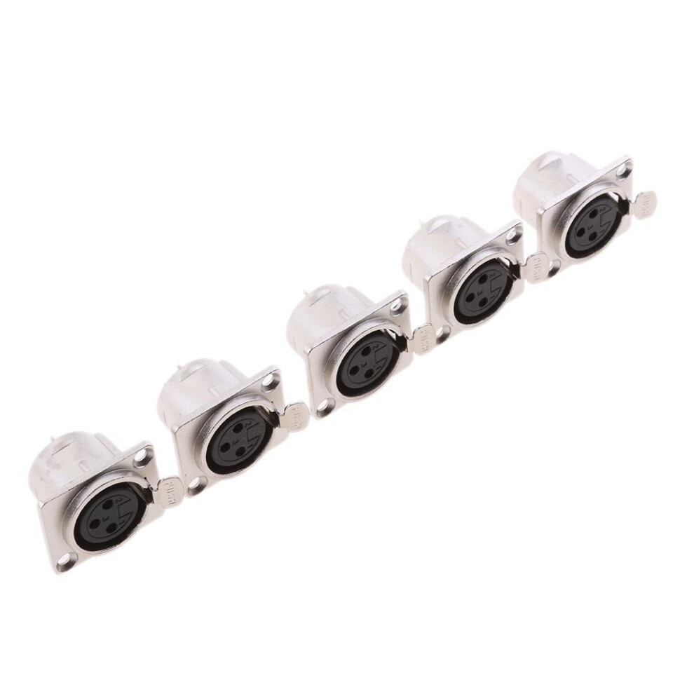 5Pcs Xlr 3 Pin Female Mic Panel Mount Solder Connector Adapter 756617307680