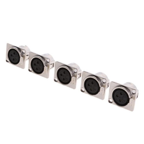 5pcs XLR 3 Pin Female Mic Panel Mount Solder Connector Adapter 1