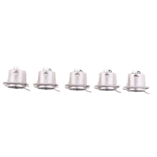 5pcs XLR 3 Pin Female Mic Panel Mount Solder Connector Adapter 2