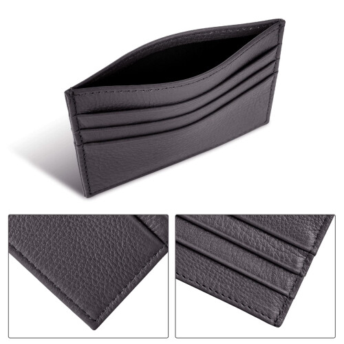 Kartenhalter aus echtem Leder, Etui mit 6 Kartenfächern Black 1