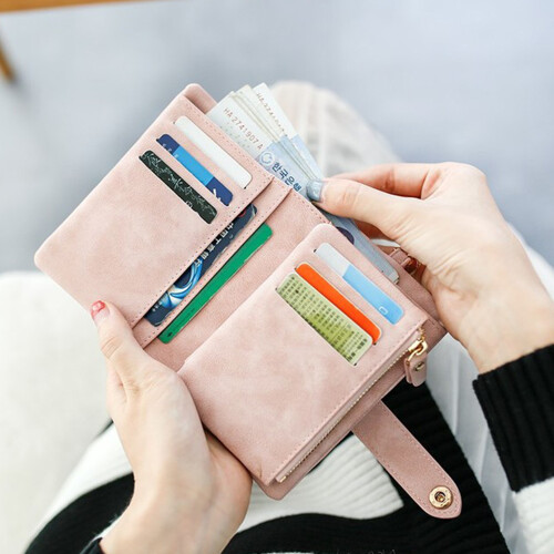 Πορτοφόλι διπλής όψης με μπλοκάρισμα RFID για γυναίκες, δερμάτινο βραχιόλι PU με 2