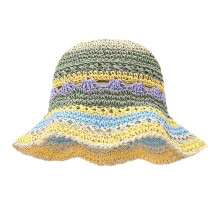 Chapeau de plage couleur arc-en-ciel pour filles, chapeau-Jaune