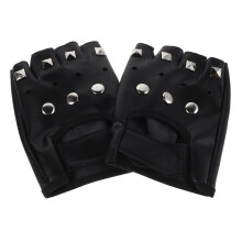 1Par Guantes Biker Punk Sin Dedos Negros Con Protección Para