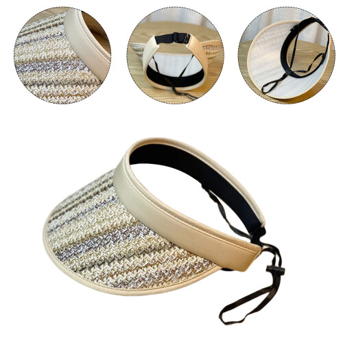 Chapeau de soleil à rayures colorées-gris clair Taille Unique 2