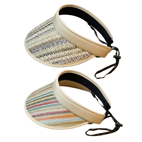 Chapeau de soleil à rayures colorées-gris clair Taille Unique 1