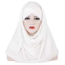 Foulard arabe châle couleur unie femme foulard respirant-Blanc
