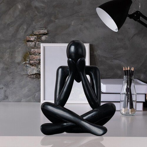 Abstract Thinker Plastic Statue Sculpture Desktop Book-White 1 1