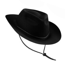 Chapeau à bords roulés, chapeau de Cowboy pour fête-Noir