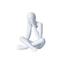 Decorative Abstract Thinker Plastic Statue for Desktop-White 4