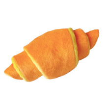 Croissant Shape Plush Dog Chewing Toy with Squeaker and Treat