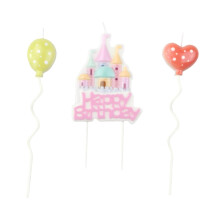 3pcs Castle Shaped Birthday Cake Candles for Party Decorations Edible Paraffin Wax Burn for and Family Celebrations