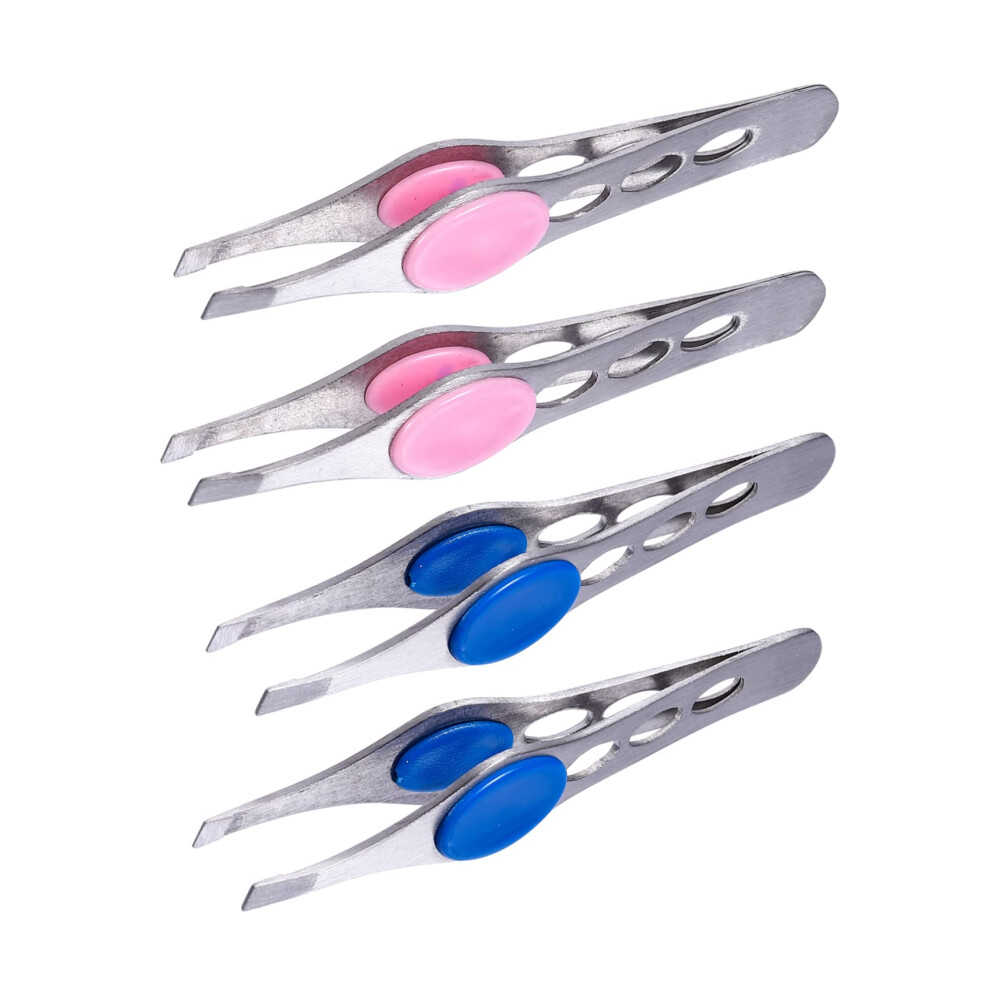 4 pieces Eyebrow Tweezers Eyebrow Clamps Sorted Colors Precise Eyebrow Tweezers for Flawless Plucking and Styling