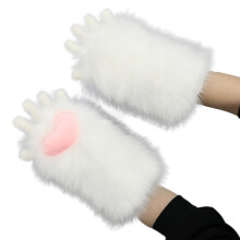 Gant de Cosplay en peluche, mitaine chaude-poudre blanche