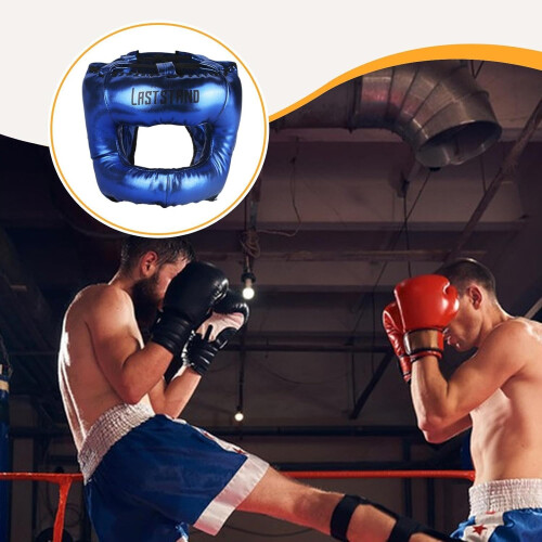 Boxing Headgear Head Protection Soft Lightweight Face Helmet, Blue 2