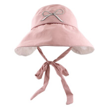 Chapeau seau pour fille avec nœud papillon brodé, pour-Rose