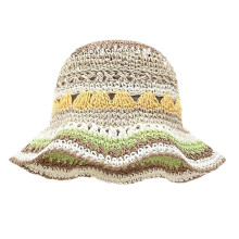 Chapeau de paille tissé à la main pour femme, couleur-Kaki