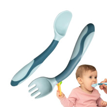 Baby Fork and Spoon Set Silicone Feeding Spoon and Fork for Kids