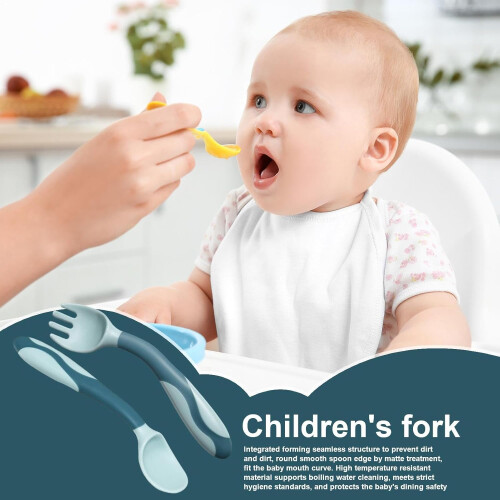 Baby Fork and Spoon Set  Silicone Feeding Spoon and Fork for Kids 1