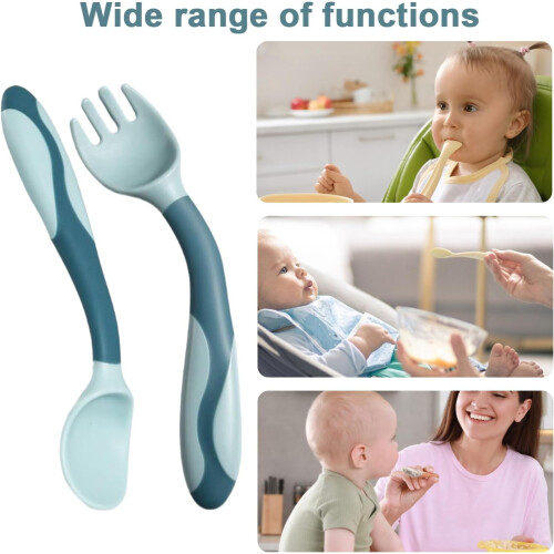 Baby Fork and Spoon Set  Silicone Feeding Spoon and Fork for Kids 2