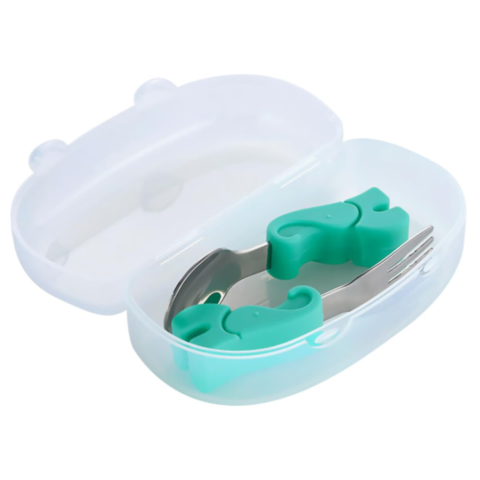 1Set Spoon and Fork Soft Handle Stainless Steel Utensils for Weaning Includes Short Handle Fork and Spoon for for Boys