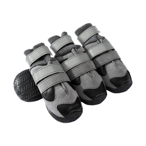 4PCS Dog Snow Boot Plush Lining Enhancing Grip Quick-Black 4