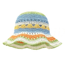 Chapeau de paille au Crochet pour adultes, pour vacances,-Vert