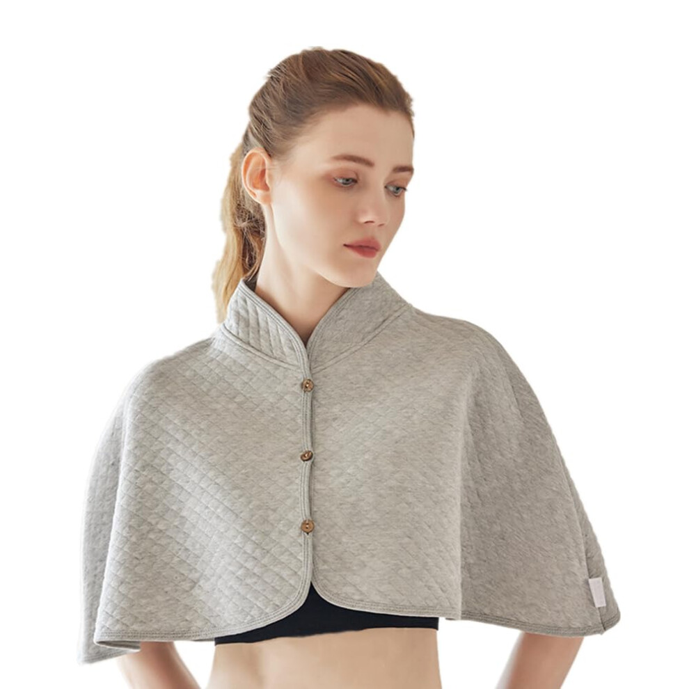 Grey Women's Warm Shoulder Bandage, Winter Shoulder Support, Postpartum Plush Shoulder Cape, (B)