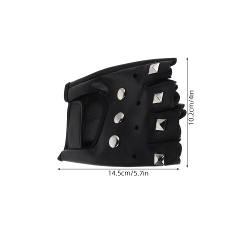 1Par Luvas Masculinas Punk Sem Dedos Com Rebites Para Ciclismo 1