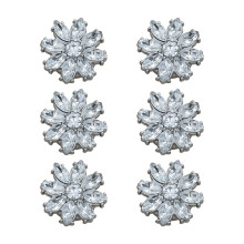 6Pcs Glittering Rhinestones Button Clips Shirt- Sunflower22MM