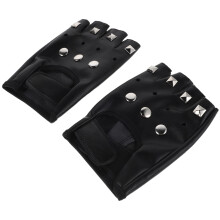 1Paio Punk Neri Senza Dita in PU Con Design Ergonomico Per Uomo