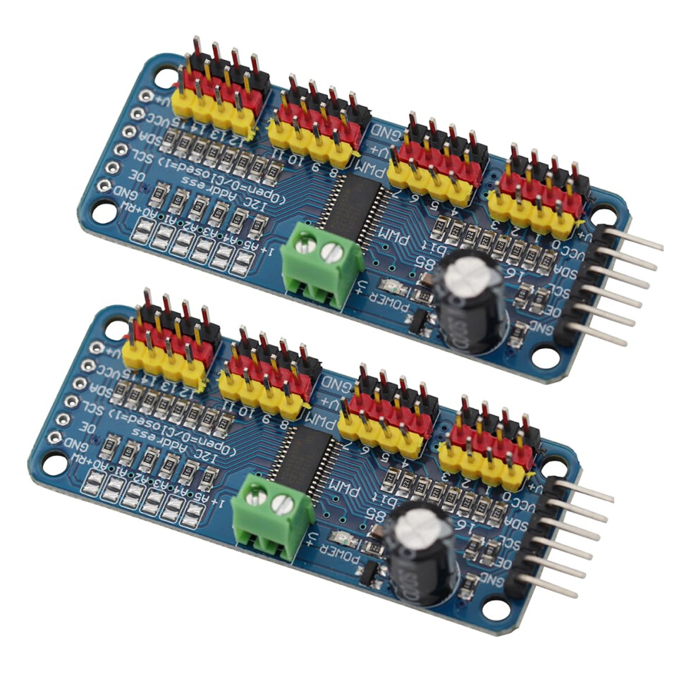 Pca9685 16Channel I2c Iic Interface 12Bit Servo Driver Board Module Controller Compatible With Raspberry Pi And Arduino (Pack Of 2) 9365049674355
