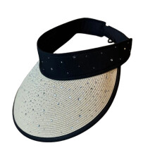 Chapeau de paille de vacances tissé à la-Beige Taille Unique