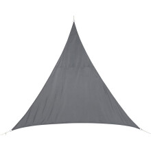 Driehoekig zonnescherm, grijs, 2x2x2 meter, voor buitenactiviteiten, eenvoudig te installeren met D-ring en gebogen rand voor extra schaduw.