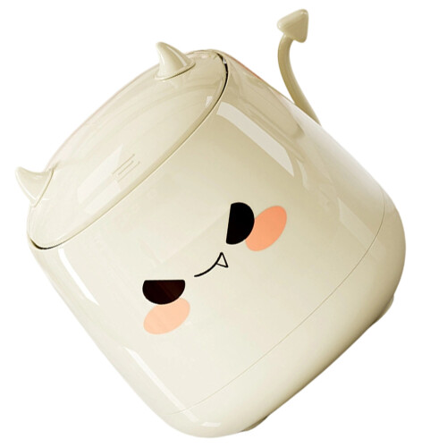 Modern Desktop Garbage Can with Press Open-Milky white little d