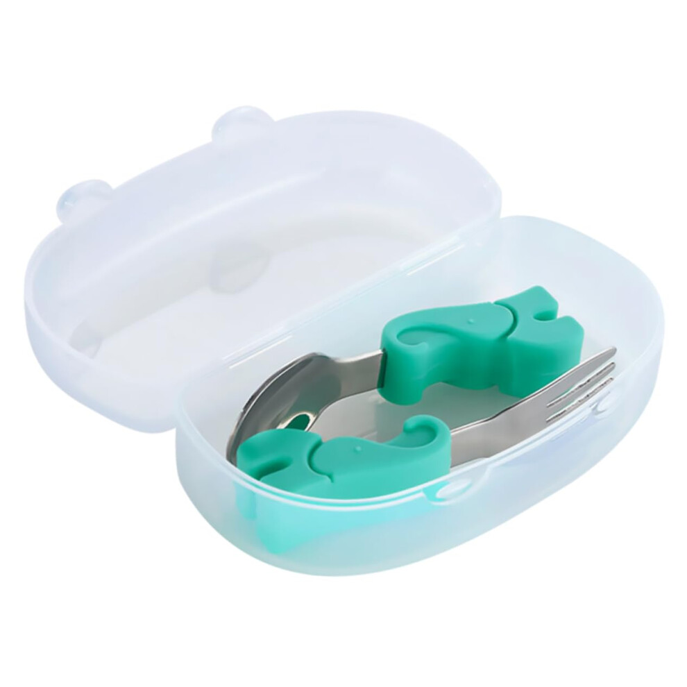 1Set Fork and Spoon Short Handle Utensils with Safe Food Grade Tableware for Weaning and Learning to Eat