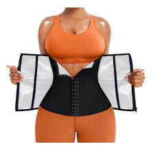 Back strap, back support belt, waist trainer, trimmer corset, weight loss, abdominal wrap, training belt, sweat belly band, sports belt (Silver, XL)