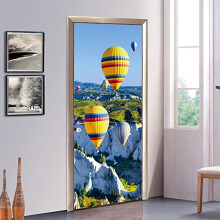 Door Stickers PVC Waterproof Hot Air Balloon Wallpaper Door Mural 90cm x 200cm