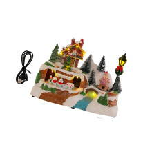 Christmas Village House Figurines Musical Christmas-A