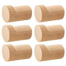 6Pcs Handmade Wood Hook Wall Hardware Home-Light Yellow