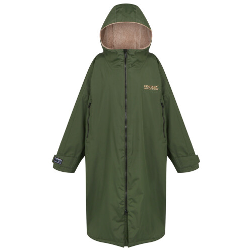 (SM, Dark Khaki) Regatta Outdoor Active Unisex Waterproof Zip Surfing Beach Changing Robe