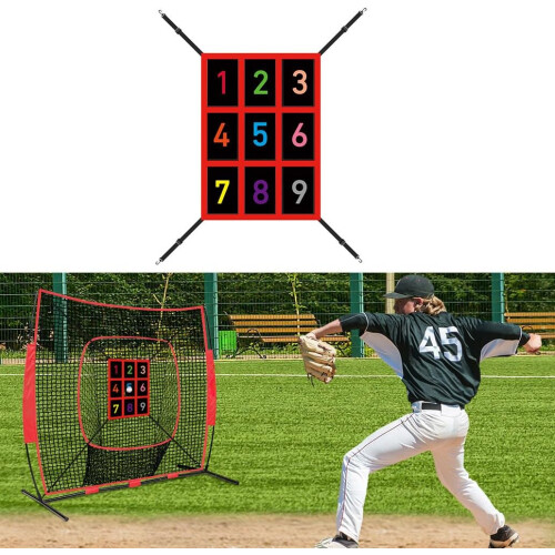 Wall Ball Strike Target  Pitching Team Training Aid,Adjustable Target For Baseball Net Practice, Numbered Strike Mat 1