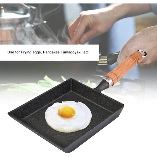 Cast Iron Tamagoyaki Egg Omelette Pan Wooden Handle 2