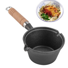 Small Cast Iron Frying Pan for Omelettes, NonStick Coating Wooden Handle