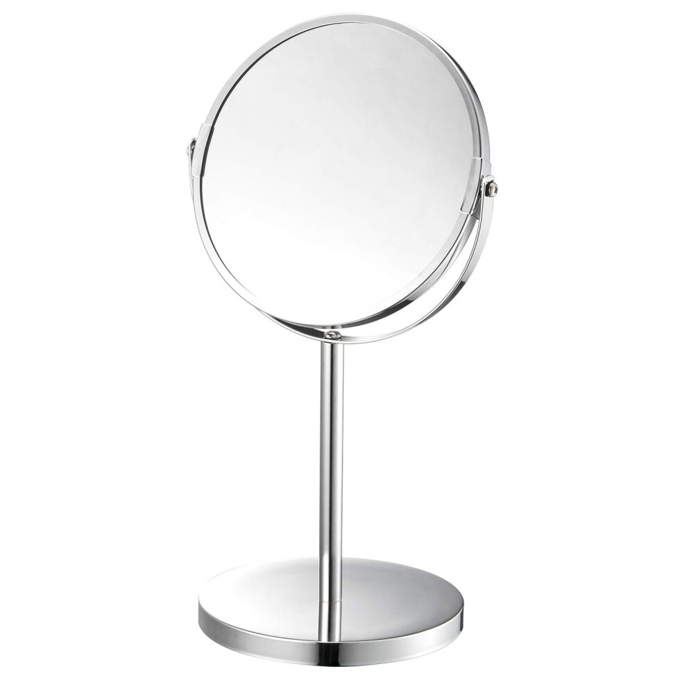 Double Sided Freestanding Chrome Magnifying Table  Round Swivel Shaving Mirror Make Up Cosmetic Vanity Mirror