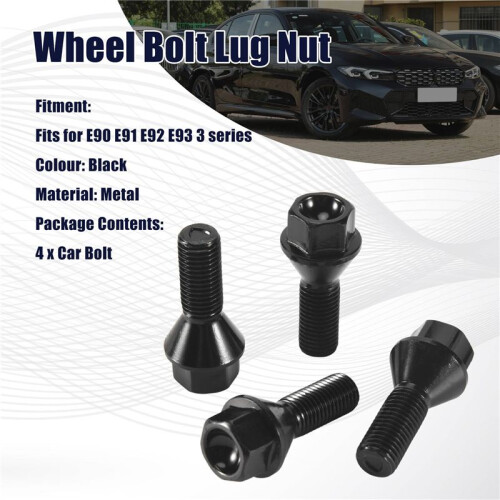 4Pcs Black Wheel Bolt Lug Nut for BMW E30 E36 E46 E60 E90 36136781150