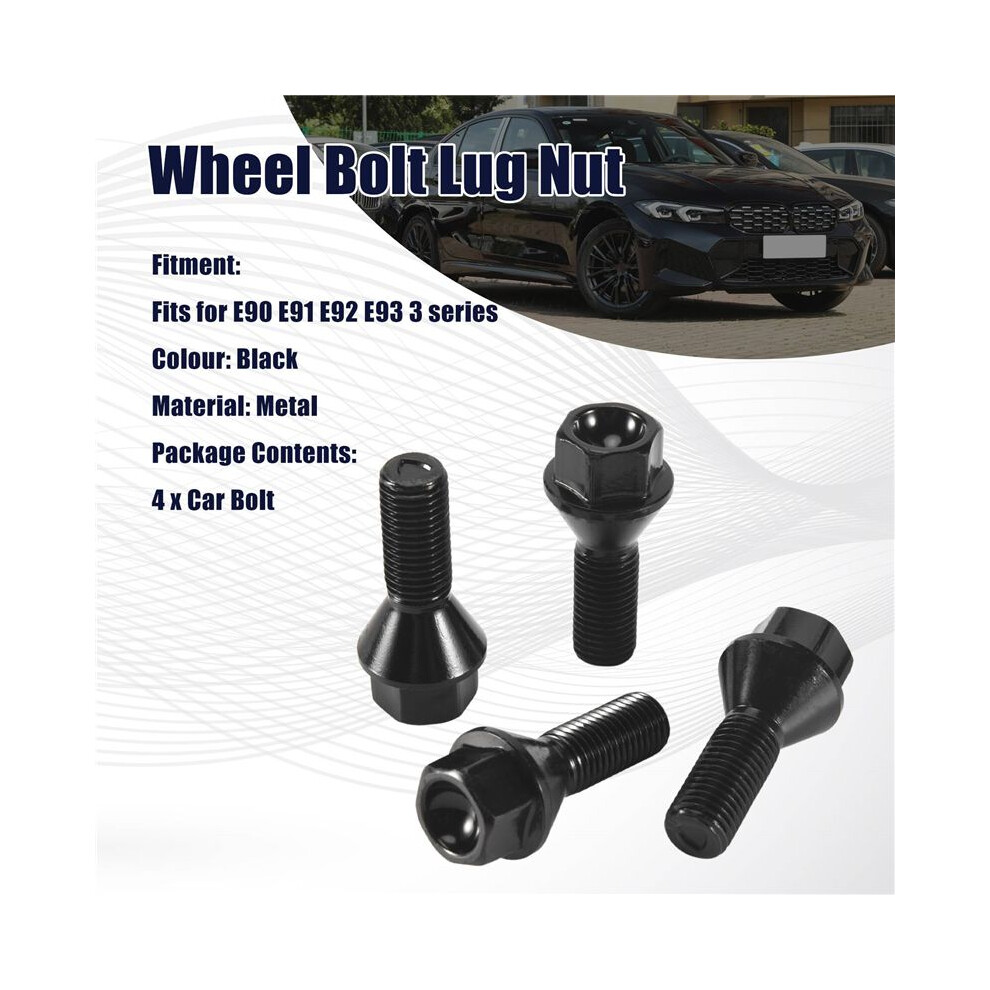 4Pcs Wheel Bolt Lug Nut For Bmw E30 E36 E46 E60 E90 36136781150 Black 6133381062092