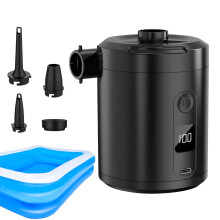 Air Pump for Air Mattress Cordless USB Charging Automatic Inflating Deflating Device for Camping Bed Black