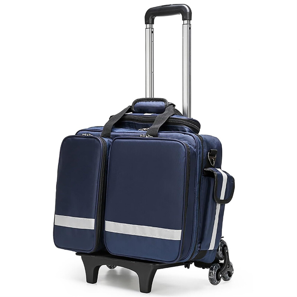 First Responder Bag Emt Ems Police Fire Brigade Paramedic Medical Trolley Bag With Wheels First Aid Kits And Trauma Bag (Blue) Blue 9426802172188
