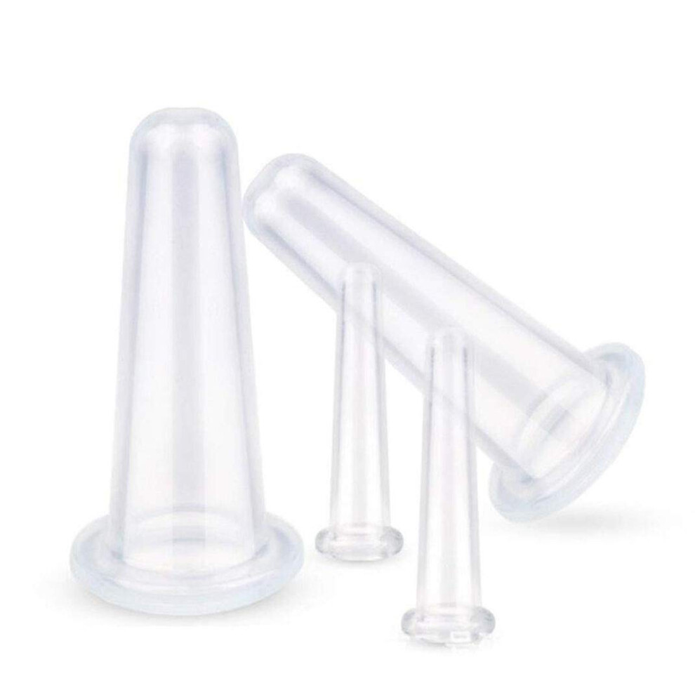 Silicone Cupping Facial Set Eye and Face Vacuum Massage Cup Kit  4 Cups(2Large2Small) White